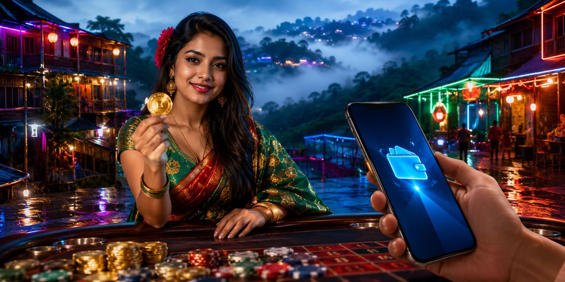 বান্দরবানে নিয়ন নিয়ন আলোয় মোবাইলে ডিপোজিট করছেন একজন ব্যবহারকারী