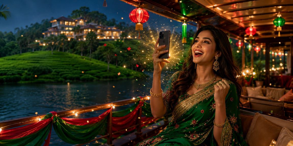 সিলেটে লাল-সবুজ থিমে মোবাইলে ক্যাসিনো অ্যাক্সেস করছেন একজন ব্যবহারকারী